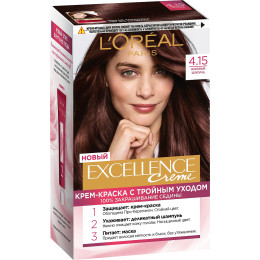 Стійка крем-фарба для волосся LOreal Paris Excellence Creme з потрійним захистом 4.15 - Крижаний шоколад 176 мл