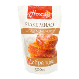 Рідке мило Aqua Cosmetics Нектар Мед з молоком 500 мл дой-пак