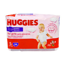 Підгузки-трусики Huggies Pants Girl розмір 5 12-17 кг 34 шт