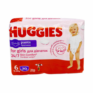 Підгузки-трусики Huggies Pants Girl розмір 6 Jumbo 30 шт