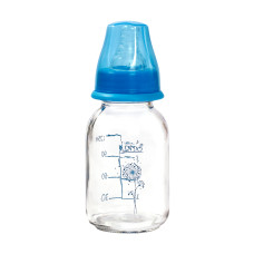 Скляна пляшечка для годування Lindo PK 0970 з силіконовою соскою з антиколіковим клапаном, 125 мл