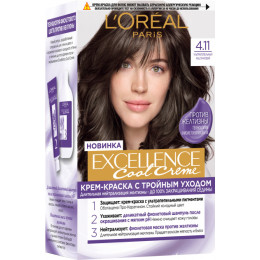 Стійка фарба для волосся LOreal Paris Excellence Cool Creme 4.11 Ультрапепельний каштановий 192 мл