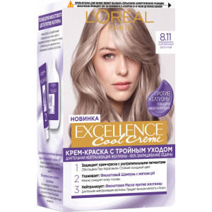 Стійка фарба для волосся L'Oreal Paris Excellence Cool Creme 8.11 - Ультрапепельний світло-русявий 192 мл