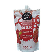 Рідке крем-мило з молочними протеїнами Dolce Vero Strawberry Milk Дой-пак