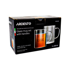 Набір чашок з ручками Ardesto Good Morning , 420 мл, 2 од., боросилікатне скло